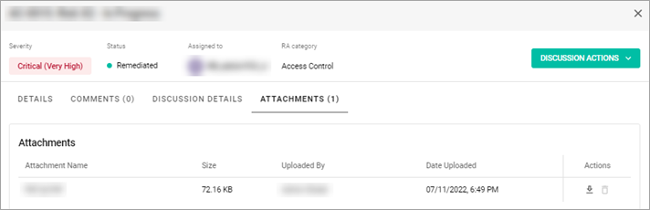 Attachments tab